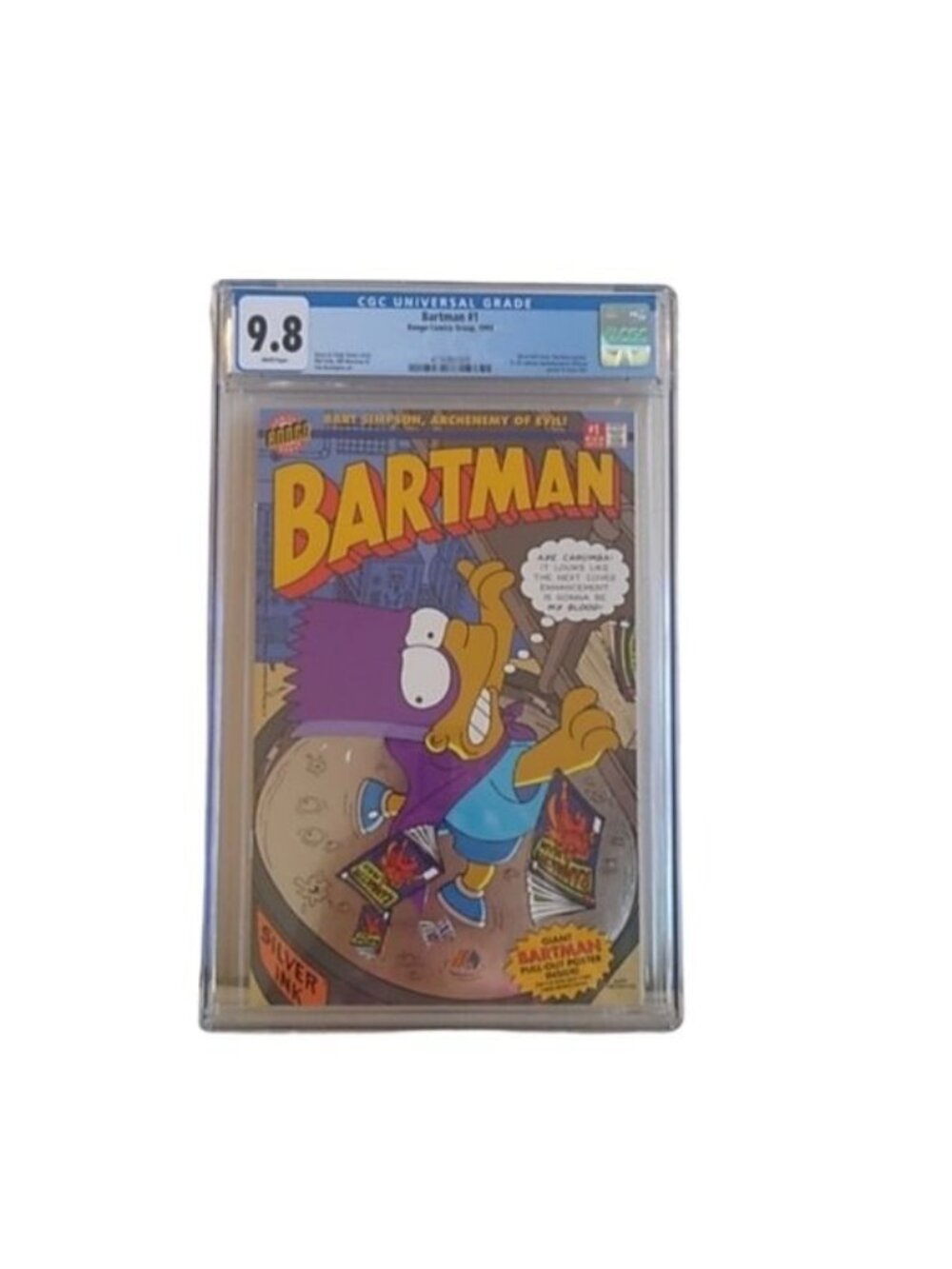 Bartman #1 Bongo Group, 1993 Silver Foil Cover w/Bartman Poster CGC 9.8 Simpsons